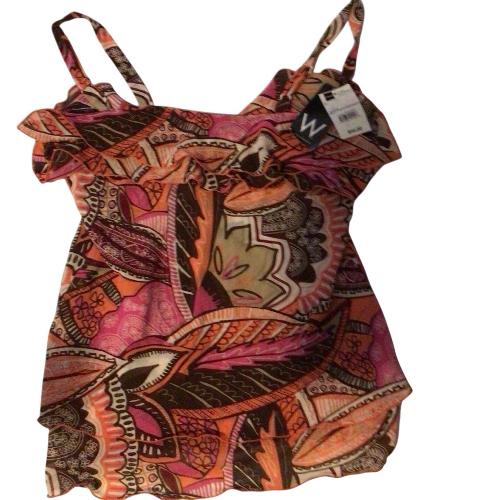 Women's Pink and Brown Patterned Top